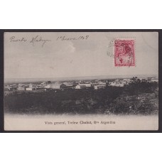 CHUBUT TRELEW MUY RARA ANTIGUA TARJETA POSTAL ARGENTINA CIRCULADA EN 1907 DESDE PUERTO MADRYN